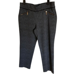 Anne Klein Pants Womens Large Gray Zip Pocket Pull On Ankle Career Stretch